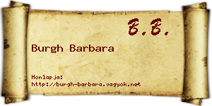 Burgh Barbara névjegykártya